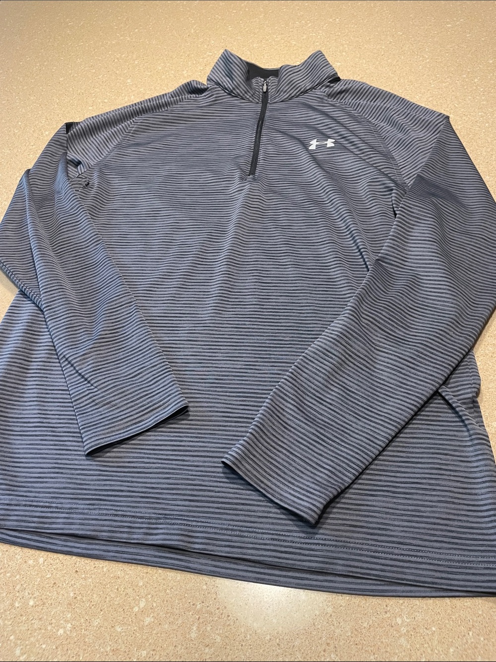Under Armour Black and Gray Striped Athletic Top